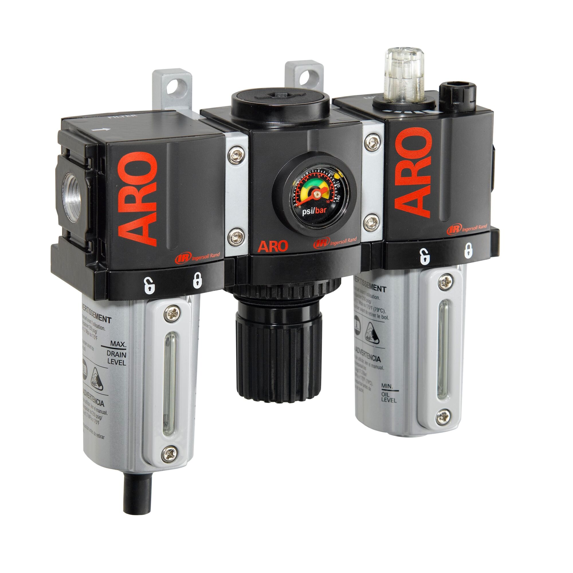 ARO Ingersoll Rand 1/4in. Combination FRL 1500 Series, Min. Temperature 23 °F, Max. Temperature 125 °F, Model# C38221-810